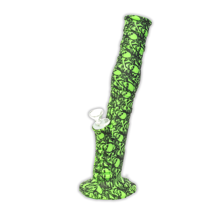 Skulls Gripper Silicone Bong - Black & Green The Bong Shop