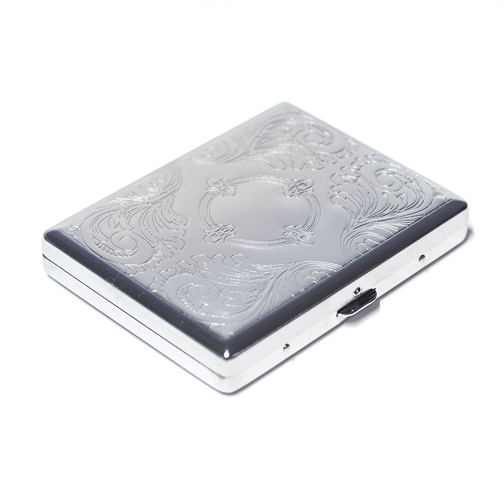 CIGARETTE CASE - RECTANGLE SILVER ASST DESIGNS The Bong Shop