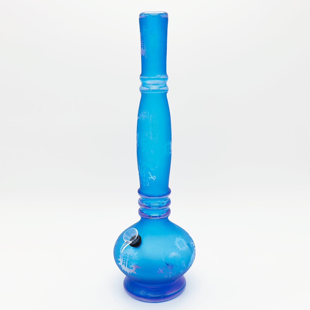 Chinese Dragon Glass Bong - Frosted Light Blue Planet X