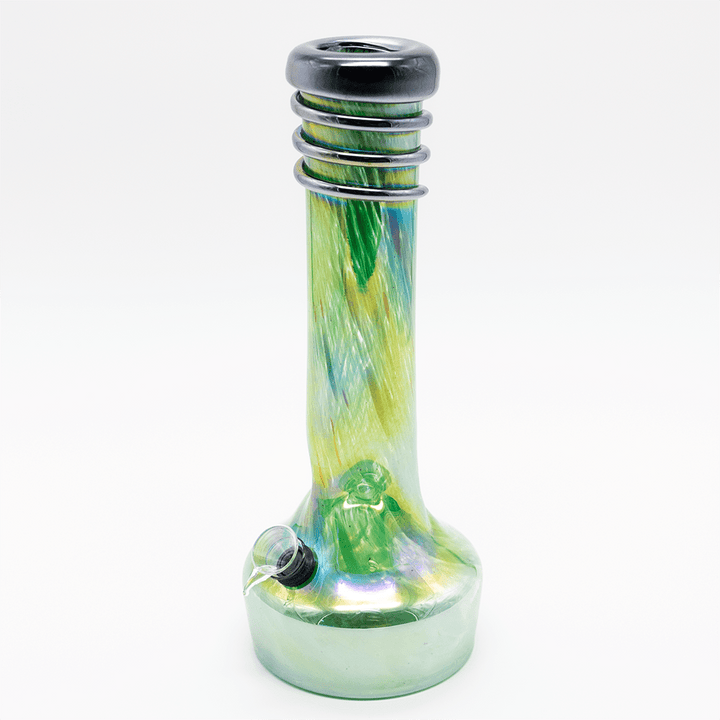 GLASS BONG- SPECIAL DELIGHT 30.5cm GREEN W/OIL SLICK TOP S/GLASS Planet X