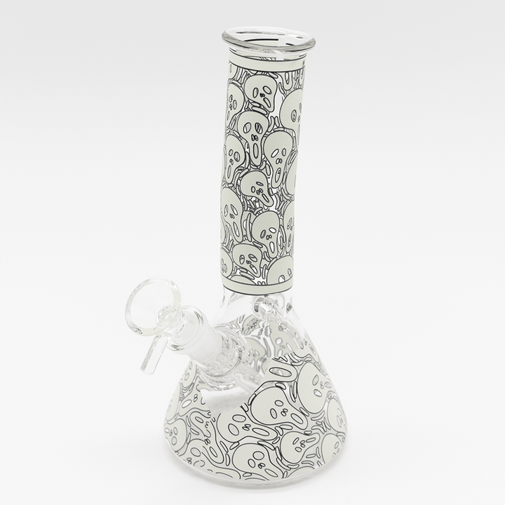 Mini Ghost Face Glass Bong - White (Curved) Planet X